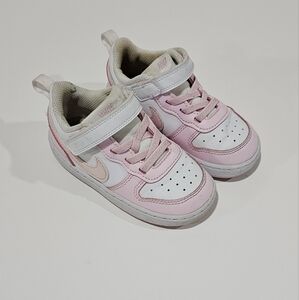 NIKE Toddler GIRLS KID Court Borough Recraft Low Top SNEAKER Size 8 C Pink White